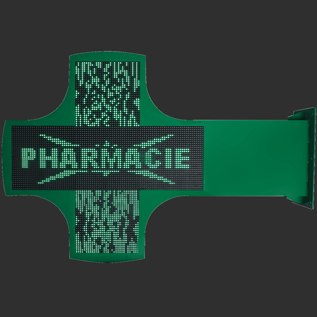 Croix Pharmacie LED personnalisable, allumée de nuit sur pharmacie de garde - AZNEW