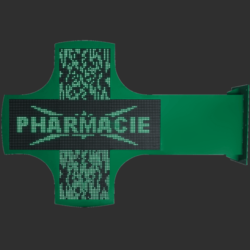 Croix Pharmacie LED personnalisable, allumée de nuit sur pharmacie de garde - AZNEW