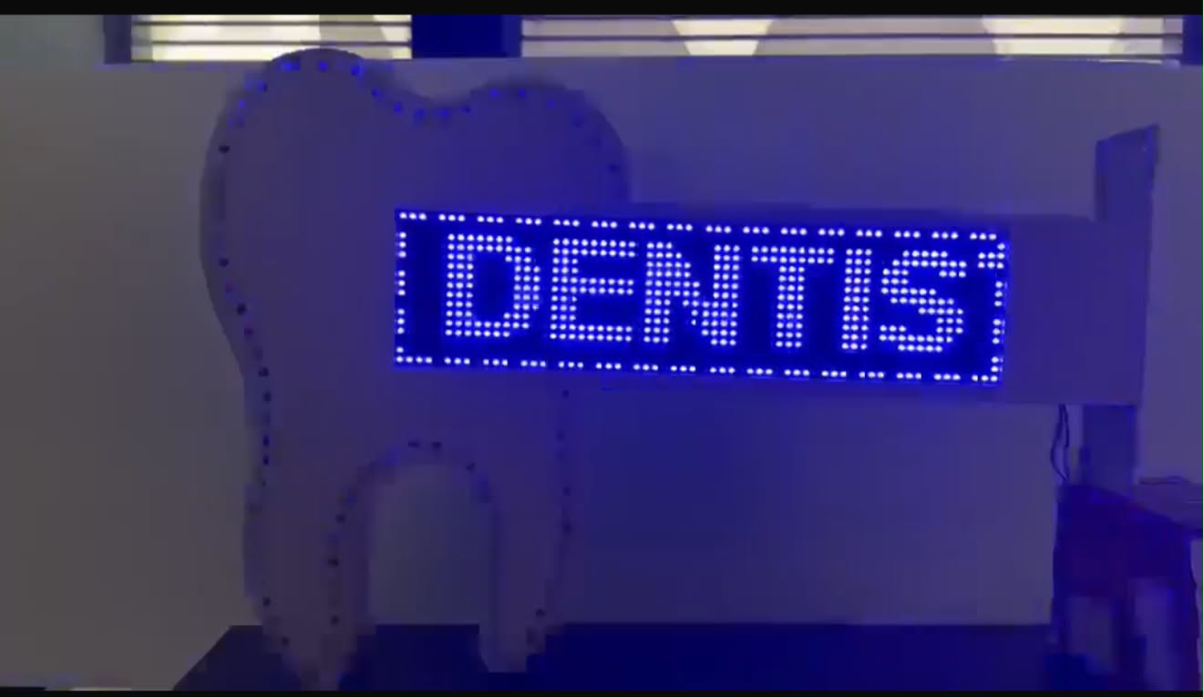 Enseigne Dent LED personnalisable pour cabinet dentaire, installée en façade - AZNEW