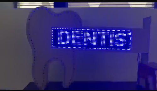 Enseigne Dent LED personnalisable pour cabinet dentaire, installée en façade - AZNEW