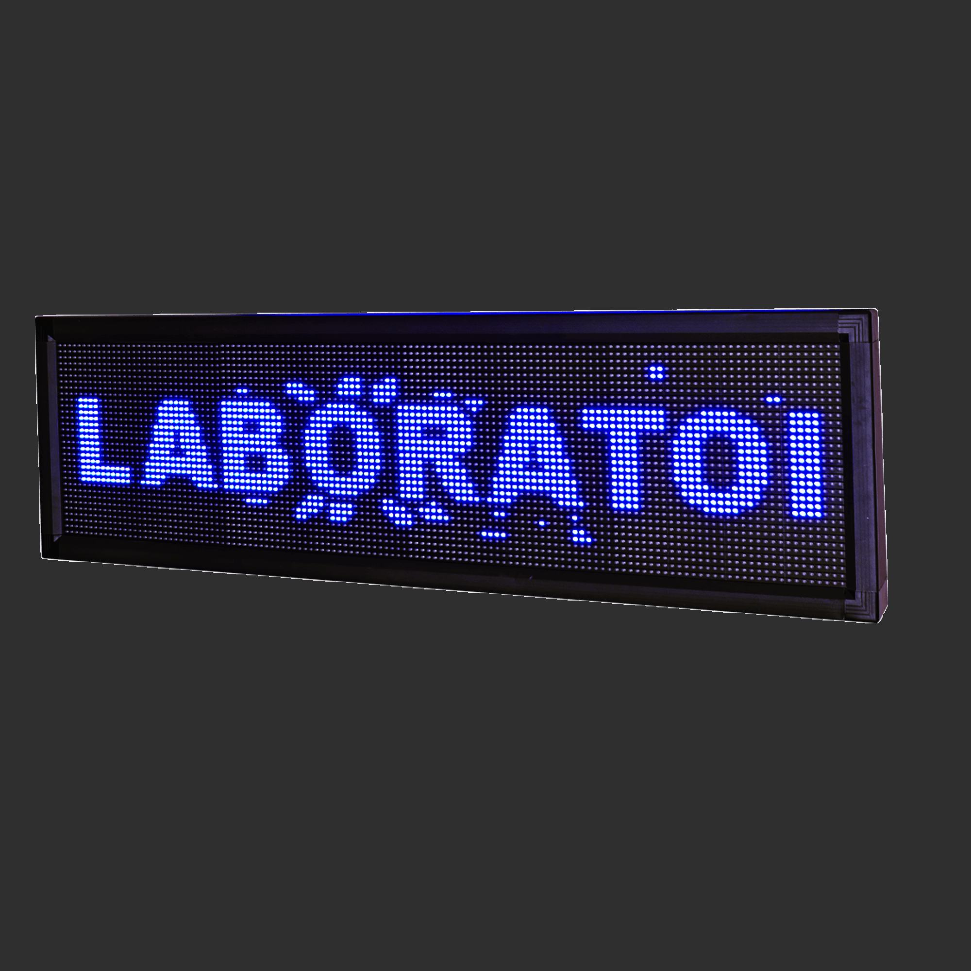 Panneau LED monocouleur personnalisable extérieur, vue de face sur façade de commerce - AZNEW